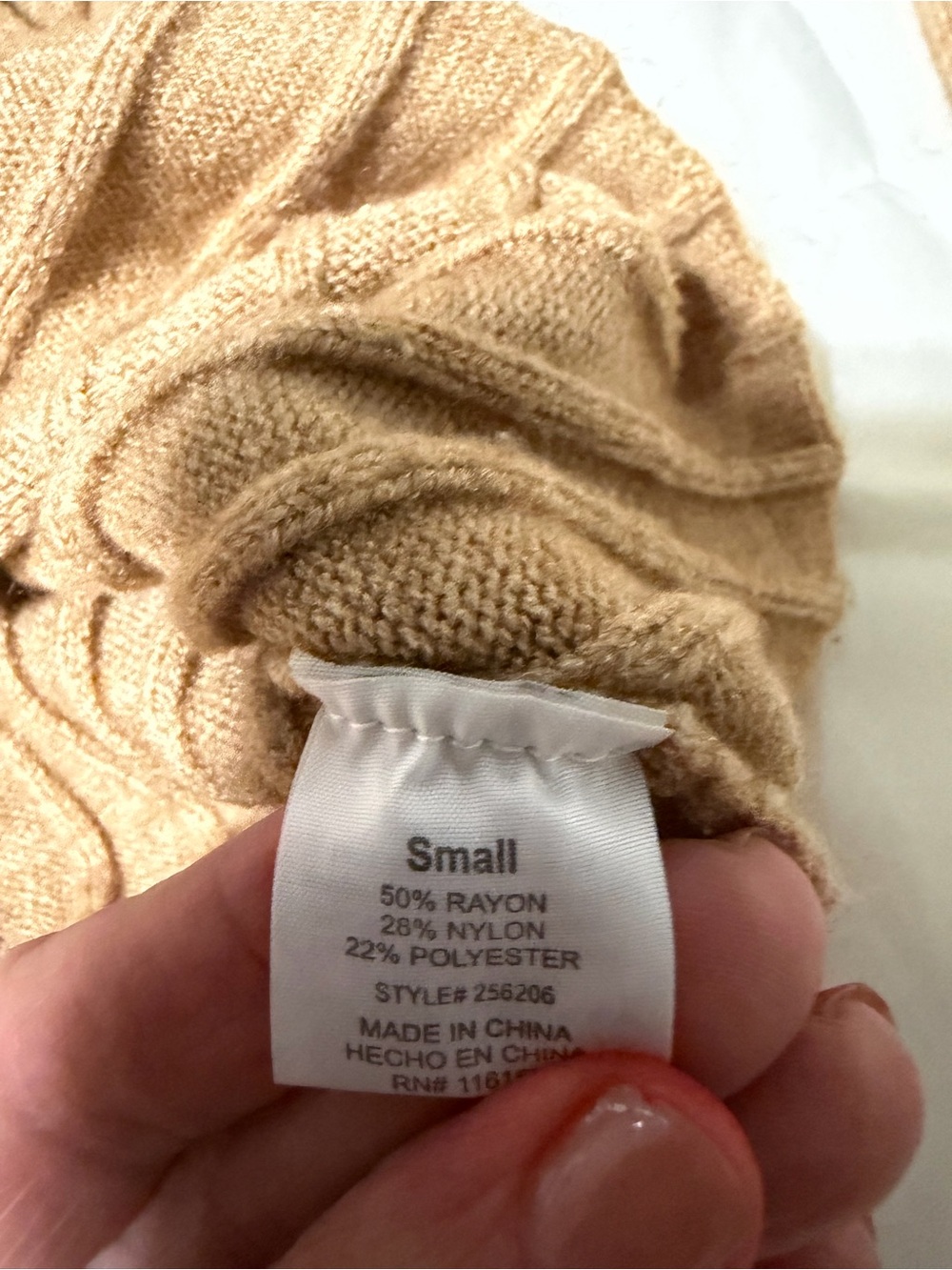 Ribbed Crewneck Sweater in Camel Tan - Picture 5 of 7